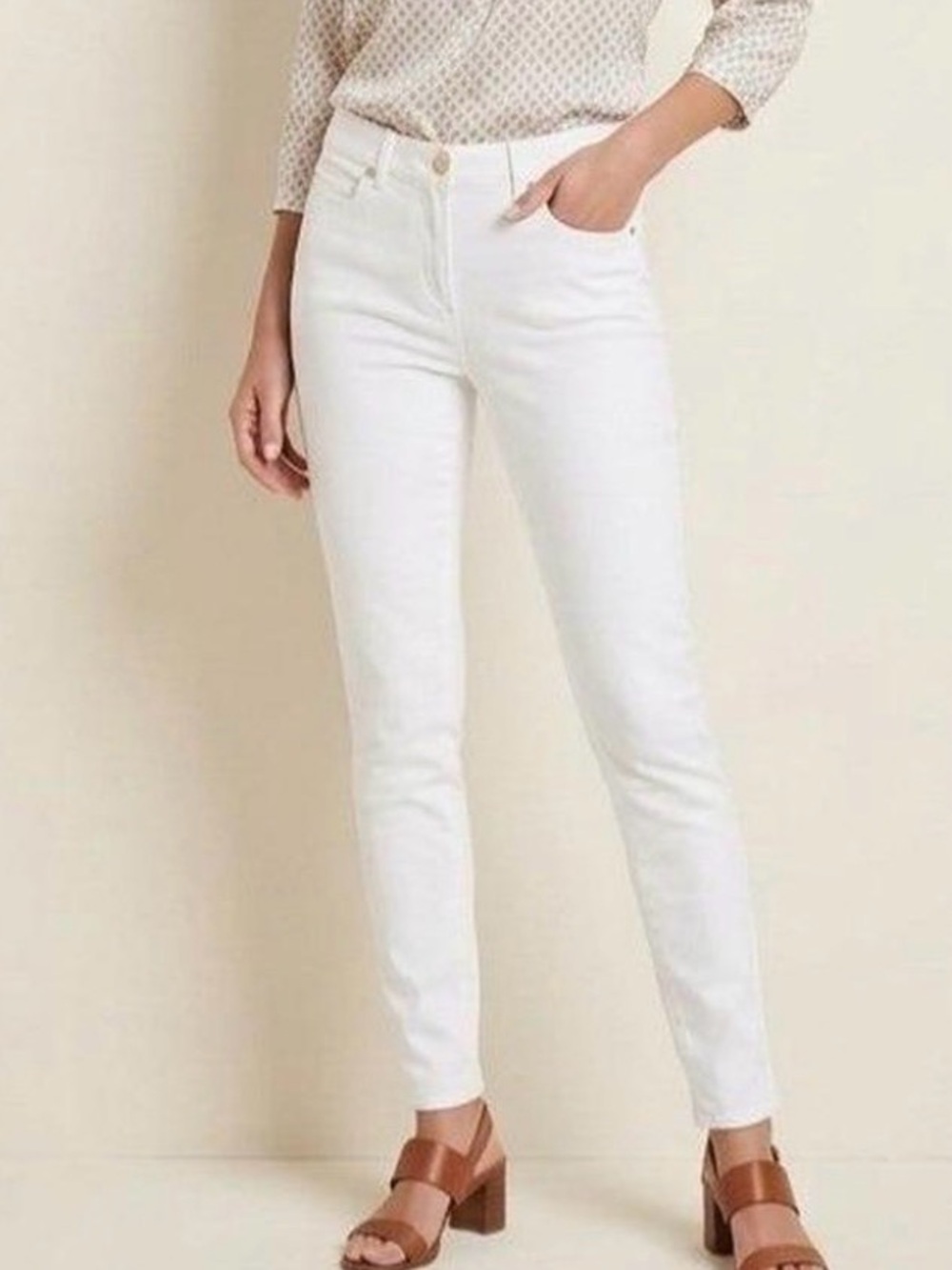 J McLaughlin Jeans Womens WHITE Mid Rise Skinny Stretch Denim Pants Preppy 2